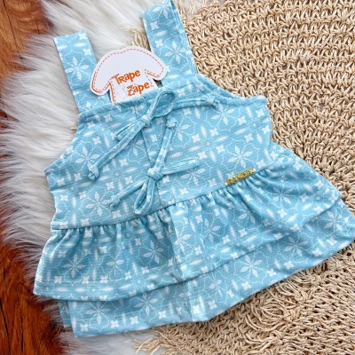 Conj. Bata e Calça Pantacourt Floral - Azul